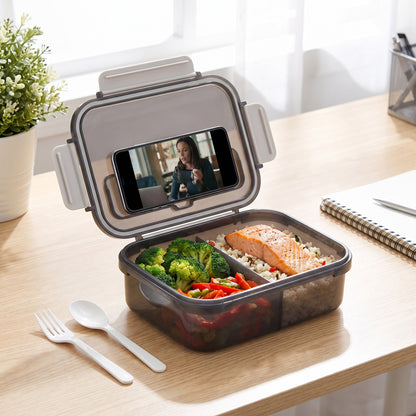 Lunch Box Bento Plastic Compartment Phone Holder - Image 3