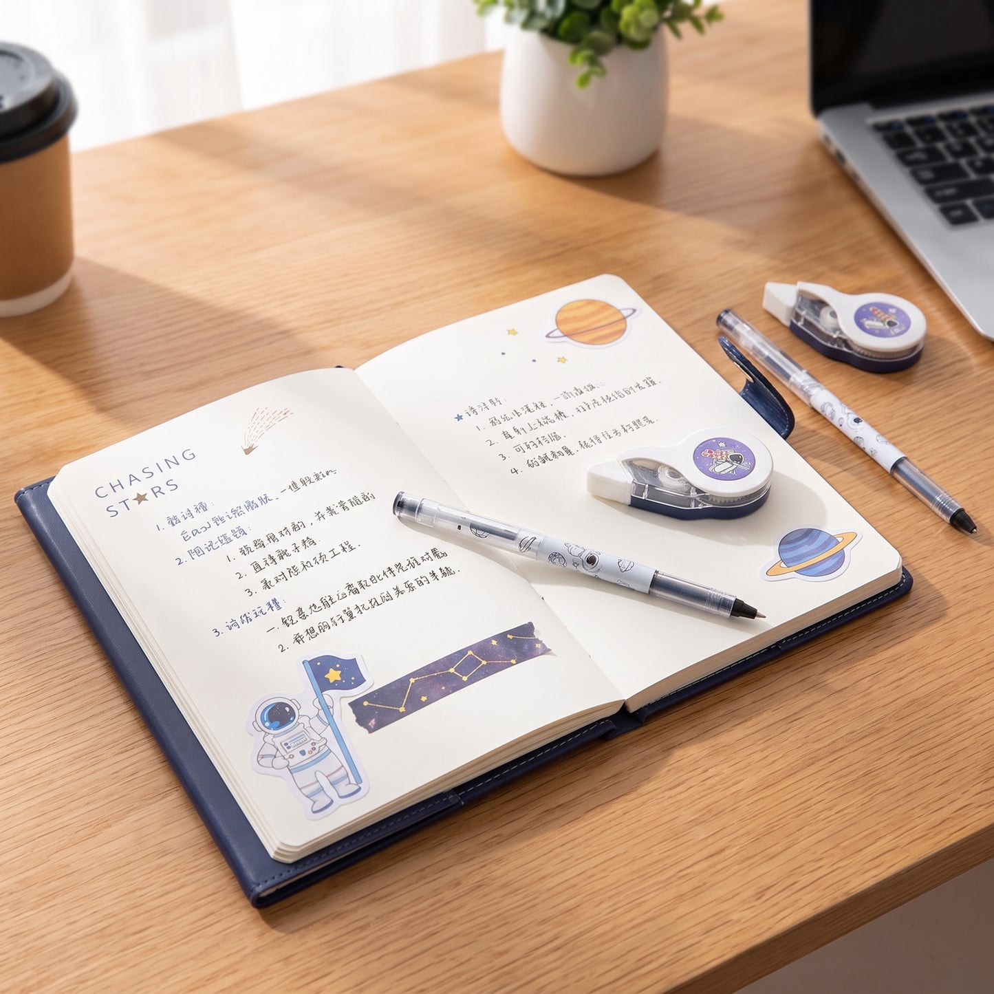 Stationery Set Astronaut Space Theme Gift Box Blue White - Image 9