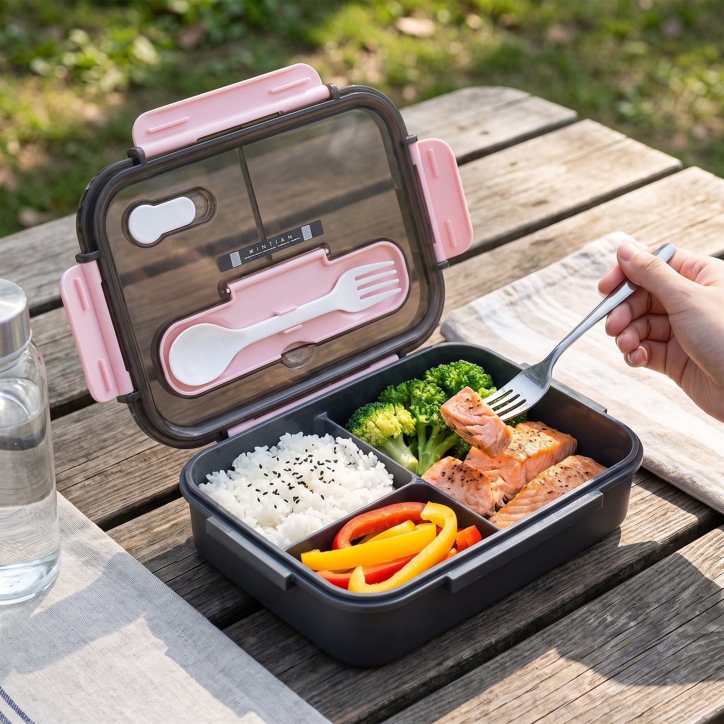 Lunch Box Bento Plastic Compartment Phone Holder - Image 7