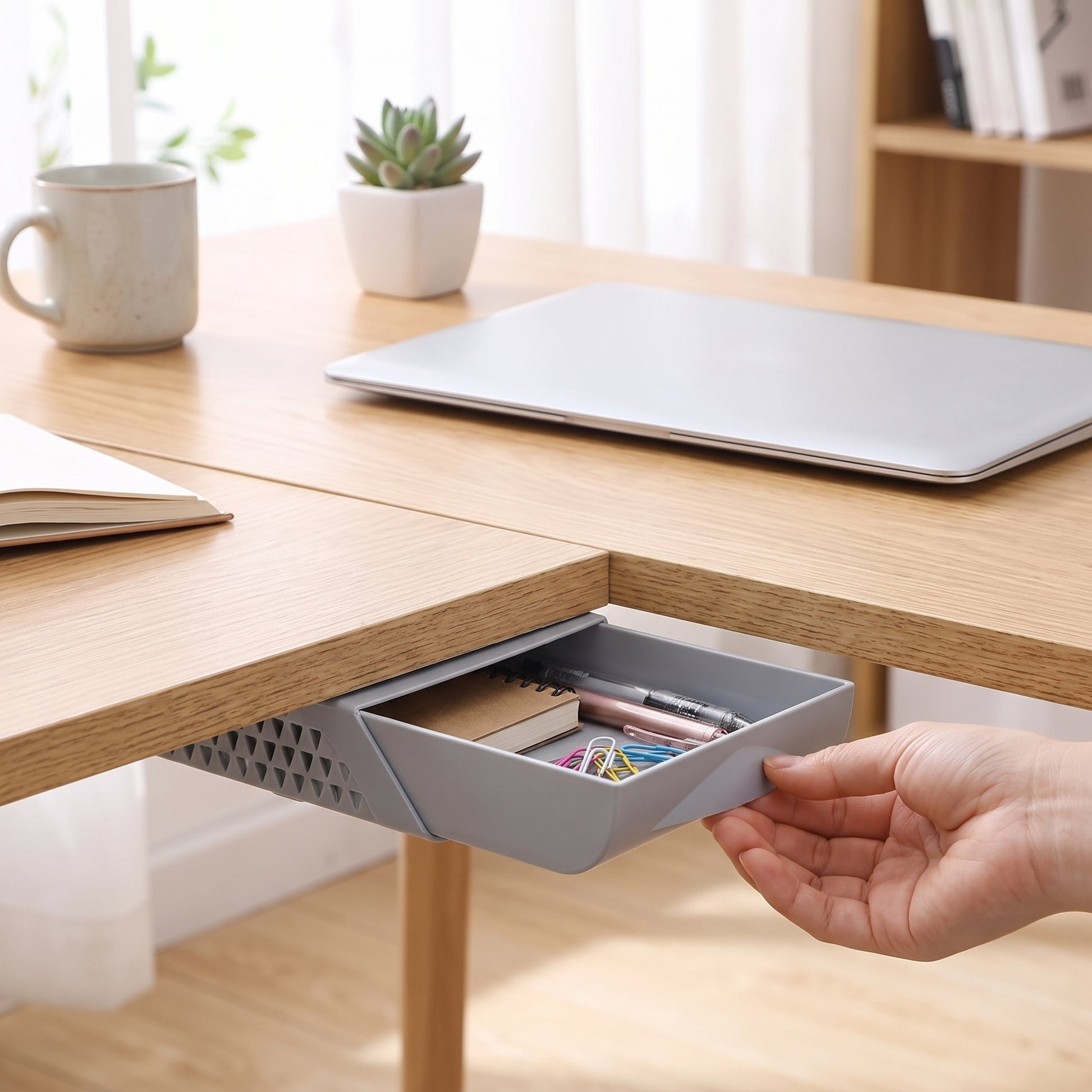 Desk Organizer Under Drawer Adhesive Plastic - Image 7