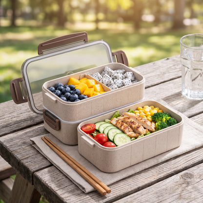 Lunch Box Two-Tier Bento Plastic Food Container - Image 14