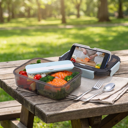 Lunch Box Bento Plastic Compartment Phone Holder - Image 1