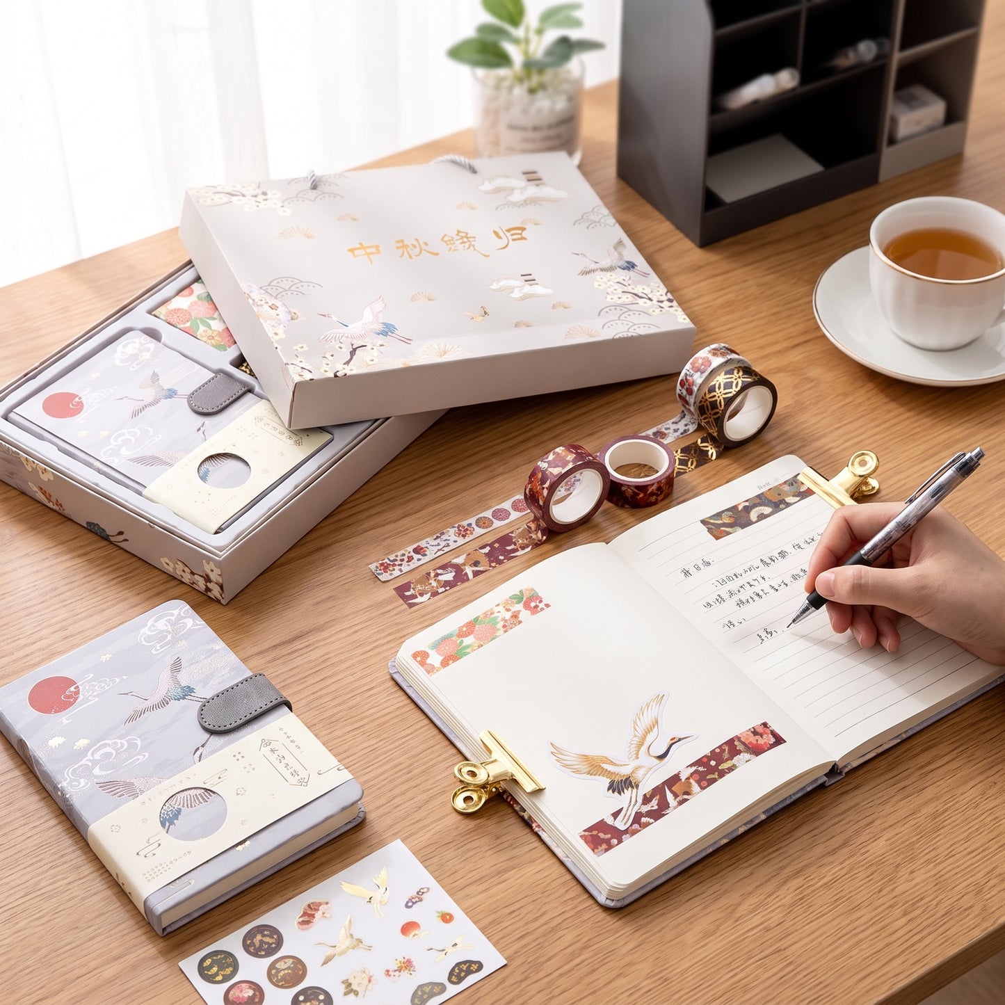 Stationery Set Notebook Tape Stickers Clips Box - Image 2