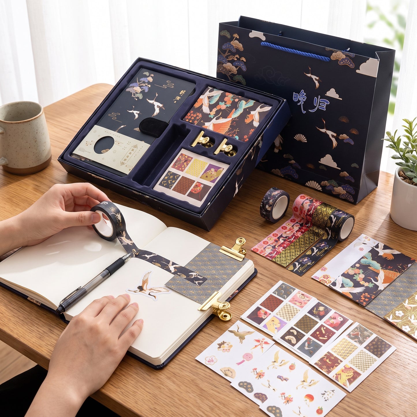 Stationery Set Notebook Tape Stickers Clips Box - Image 4