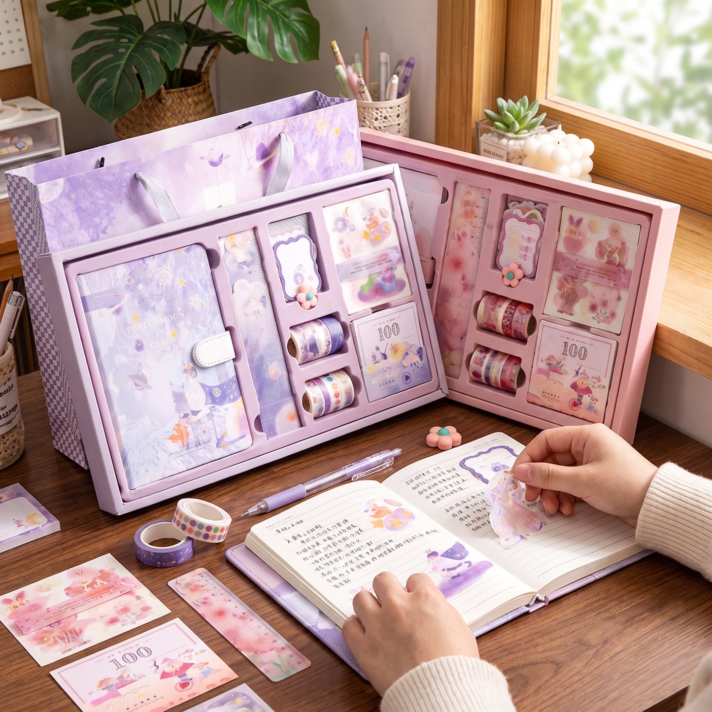 Stationery Set Notebook Tape Stickers Clips Box - Image 6