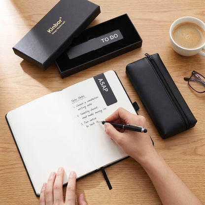 Stationery Set Black Notebook Pen Pouch Magic Bookmarks - Image 2