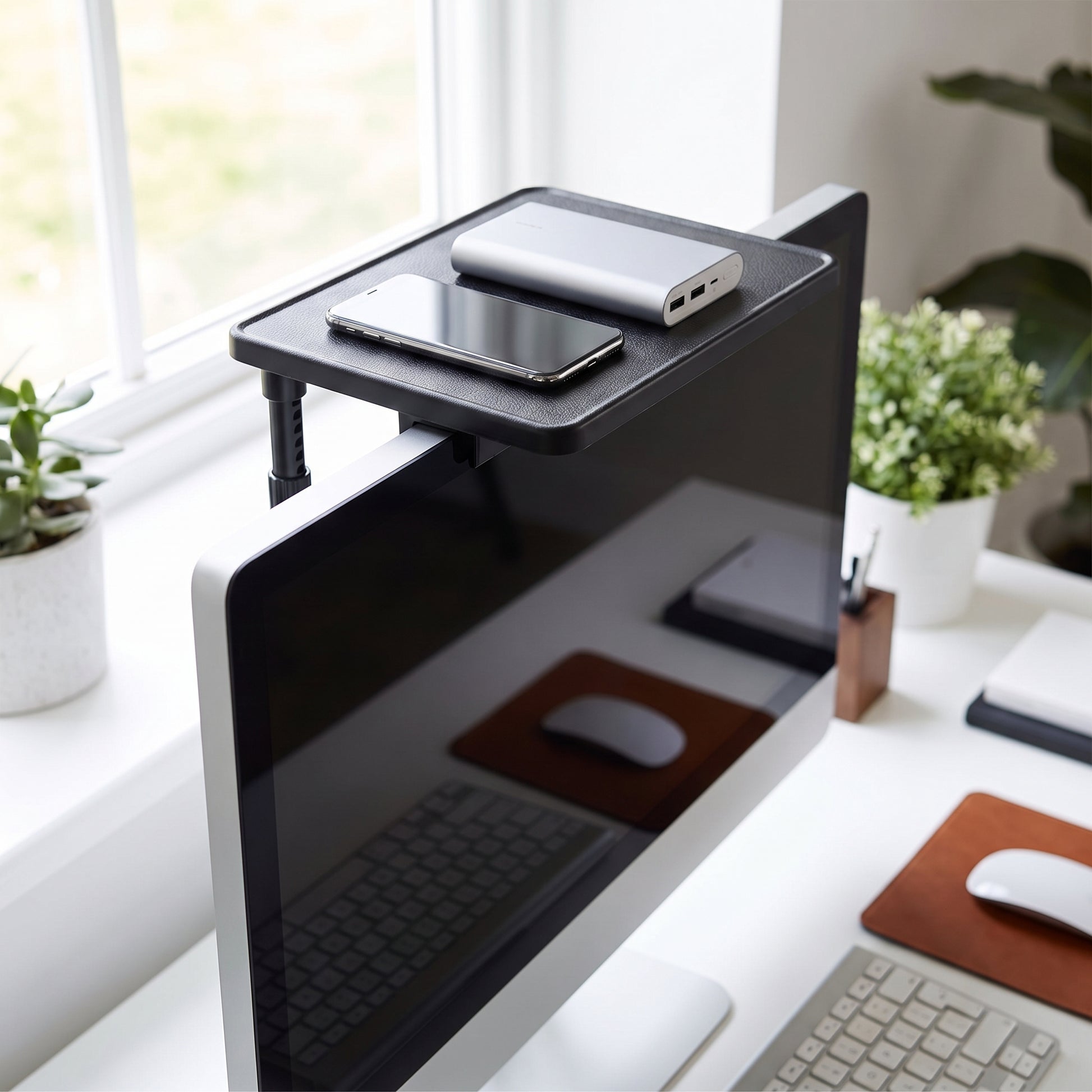 Desk Organizer Computer Screen Top Shelf Adjustable Plastic - Image 3