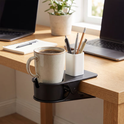 Desk Organizer Clip-On Cup Holder Plastic Tray - Image 2