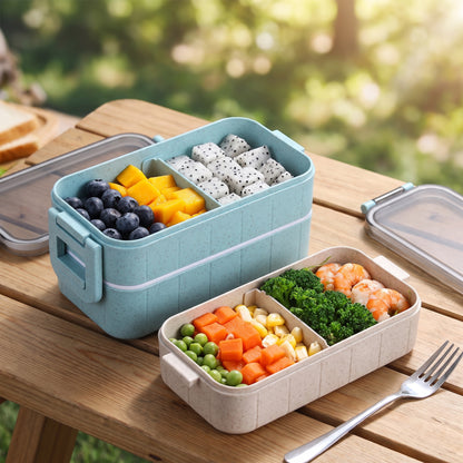 Lunch Box Two-Tier Bento Plastic Food Container - Image 16