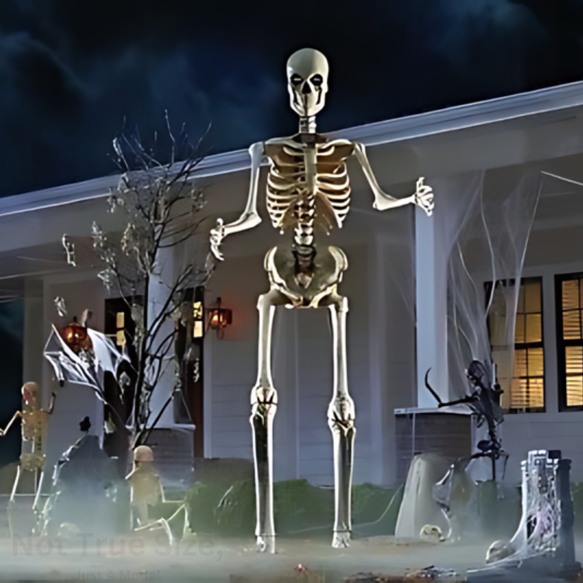 Outdoor Halloween Decor Life-Size Articulated Plastic Skeleton Decoration Spooky - Image 3