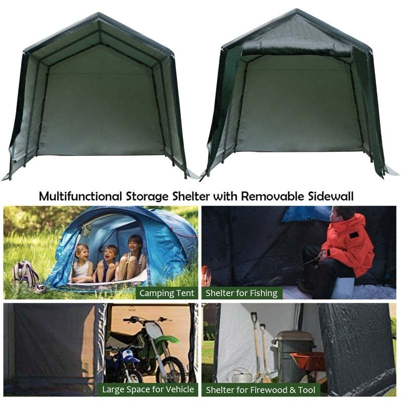 Outdoor Storage Shed Carport Canopy Portable Garage Tent Dark Green - Image 12