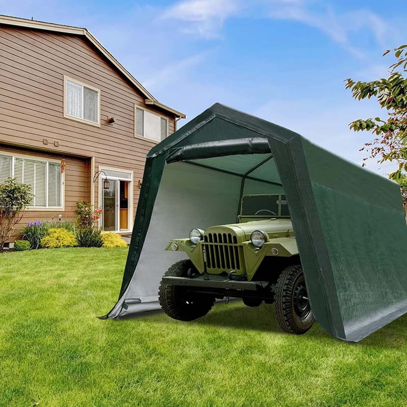 Outdoor Storage Shed Carport Canopy Portable Garage Tent Dark Green - Image 5
