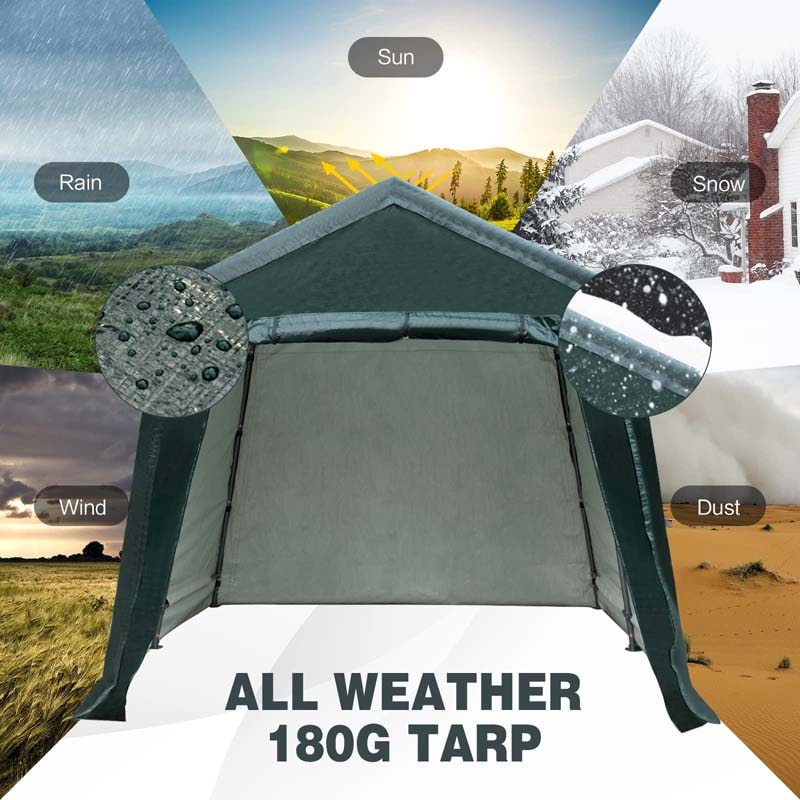 Outdoor Storage Shed Carport Canopy Portable Garage Tent Dark Green - Image 8