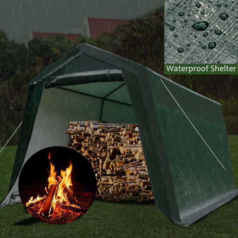 Outdoor Storage Shed Carport Canopy Portable Garage Tent Dark Green - Image 9
