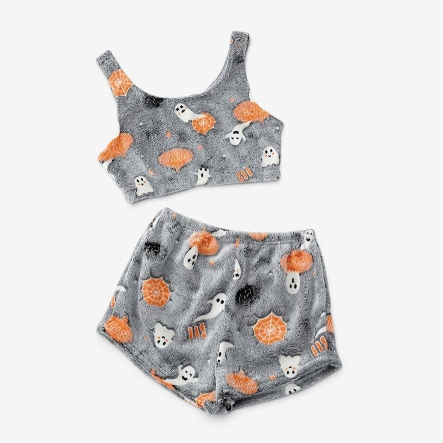 Pajama Set Halloween Two Piece Ghost Women's Shorts Glow Dark Sleepwear - Image 1