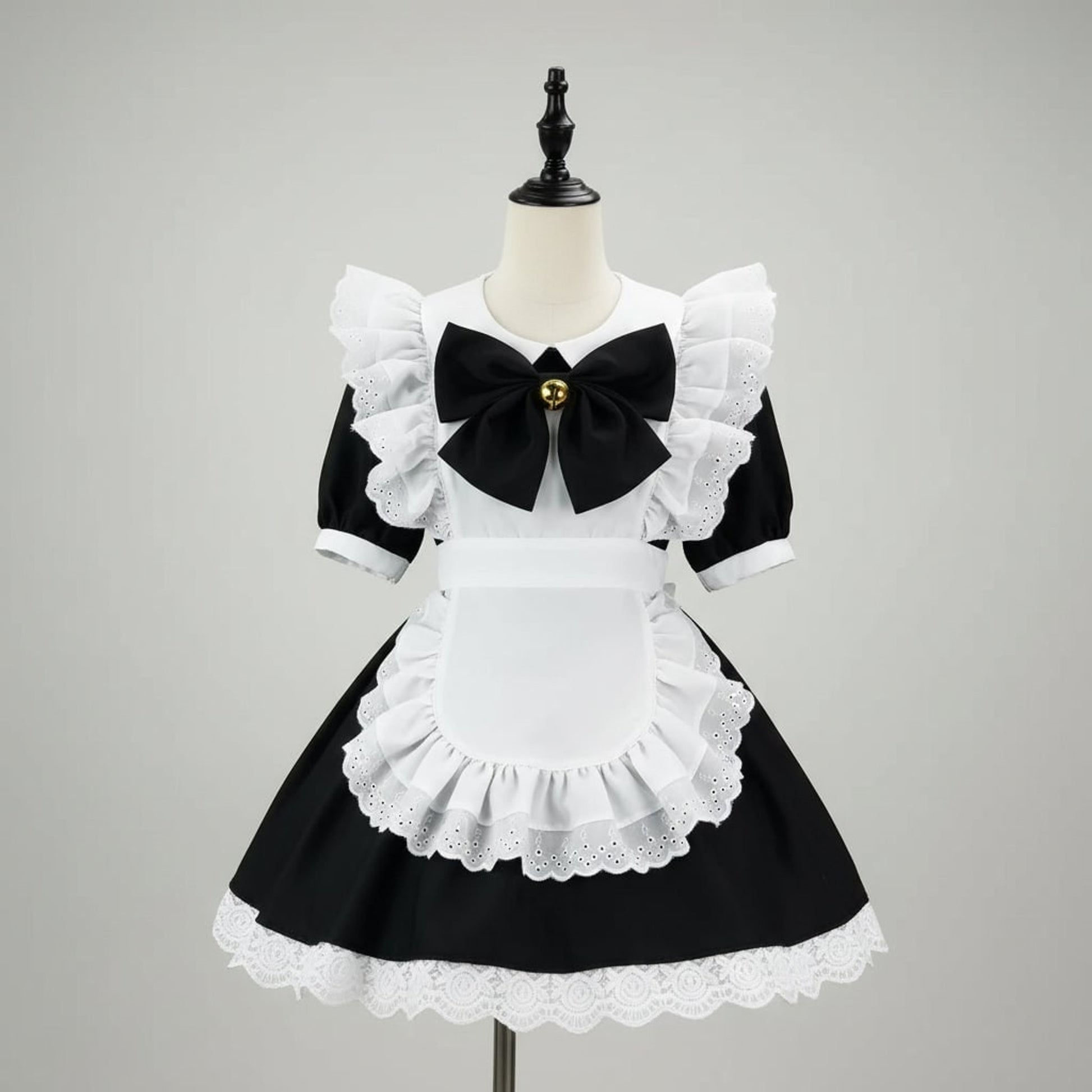 Party Costume Women's Halloween French Maid Dress With Apron And Puff Sleeves For Plus Size - Image 8