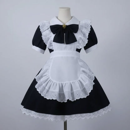Party Costume Women's Halloween French Maid Dress With Apron And Puff Sleeves For Plus Size - Image 2