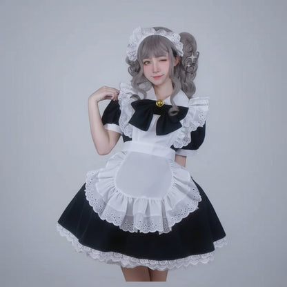 Party Costume Women's Halloween French Maid Dress With Apron And Puff Sleeves For Plus Size - Image 7