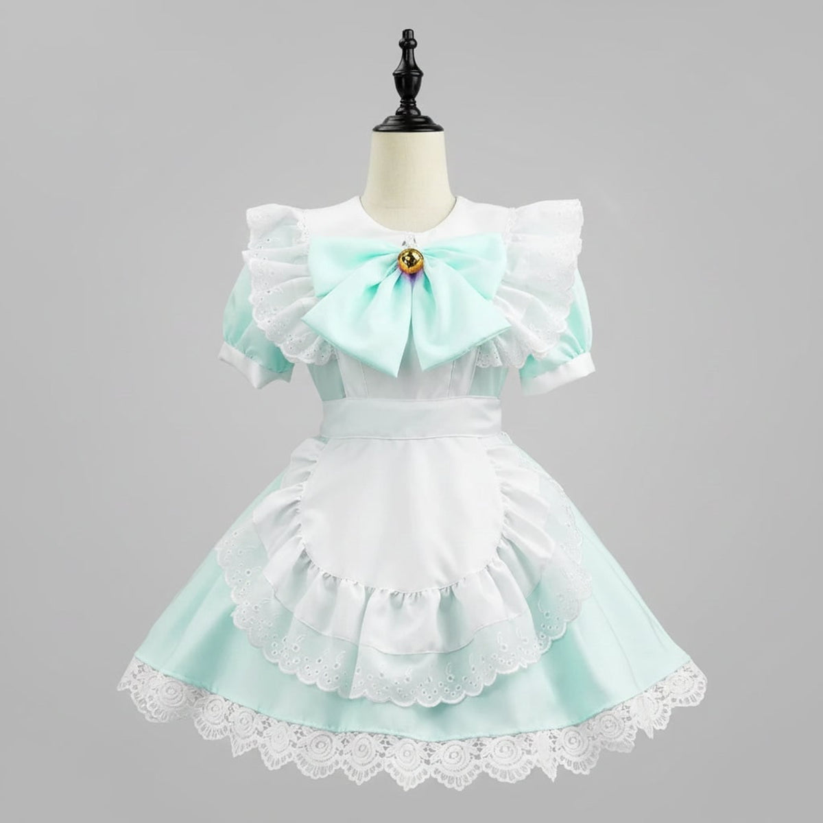 Party Costume Women's Halloween French Maid Dress With Apron And Puff Sleeves For Plus Size - Image 4
