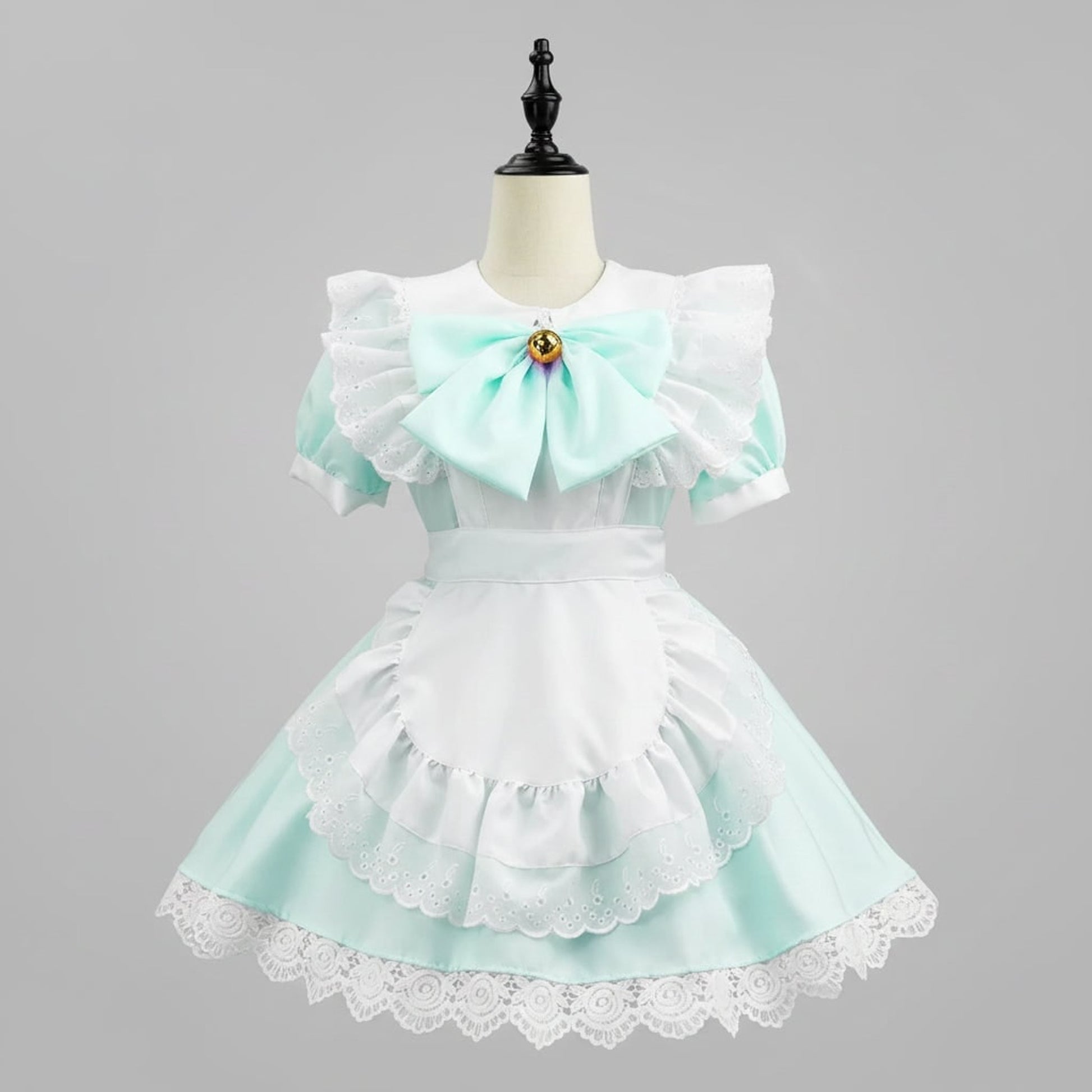 Party Costume Women's Halloween French Maid Dress With Apron And Puff Sleeves For Plus Size - Image 4