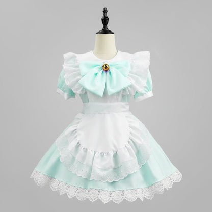 Party Costume Women's Halloween French Maid Dress With Apron And Puff Sleeves For Plus Size - Image 4