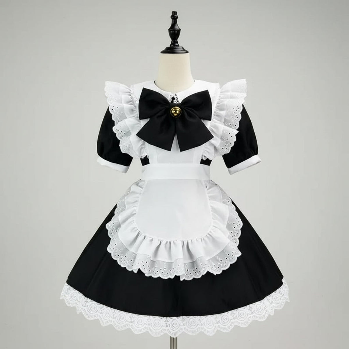 Party Costume Women's Halloween French Maid Dress With Apron And Puff Sleeves For Plus Size - Image 10