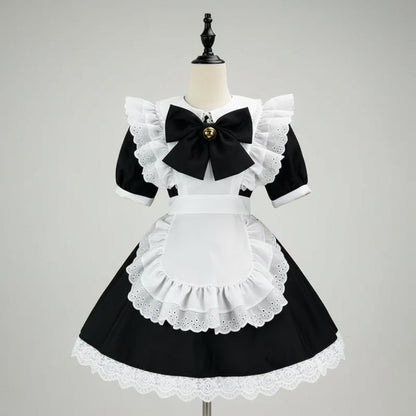Party Costume Women's Halloween French Maid Dress With Apron And Puff Sleeves For Plus Size - Image 10