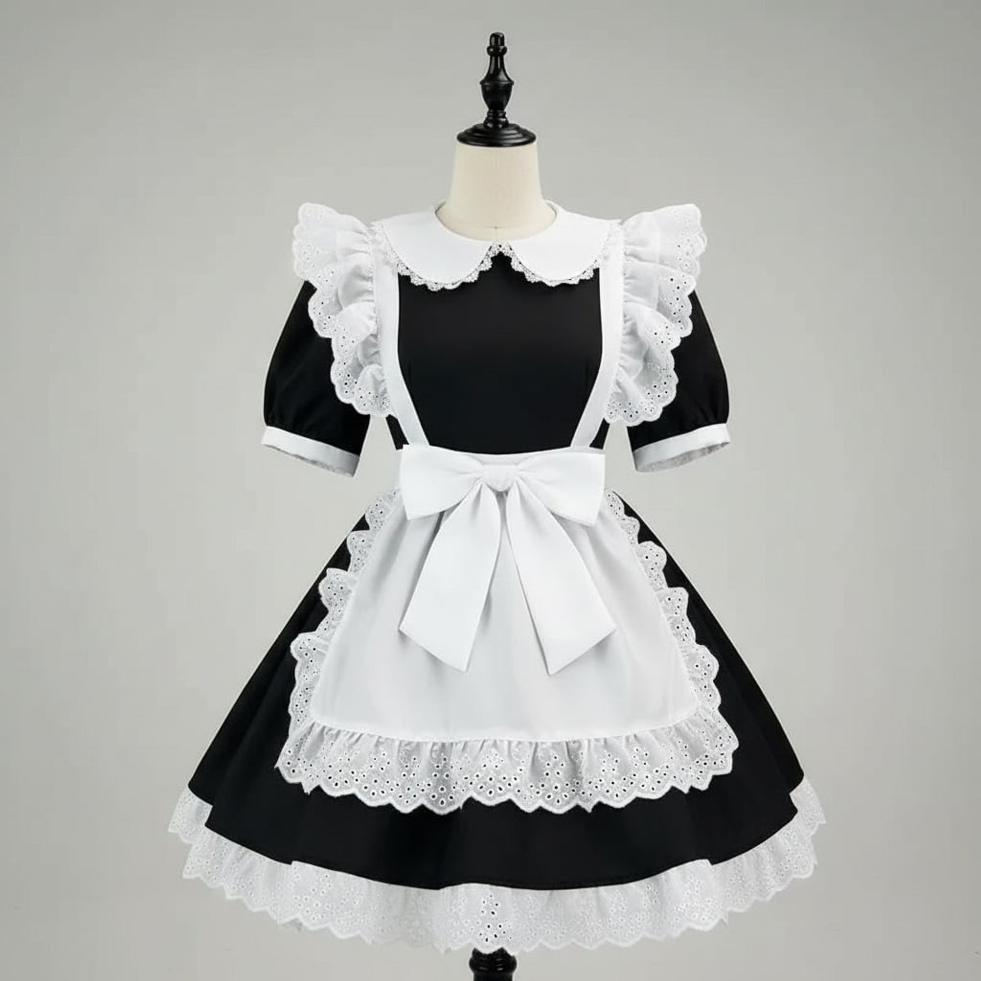 Party Costume Women's Halloween French Maid Dress With Apron And Puff Sleeves For Plus Size - Image 9