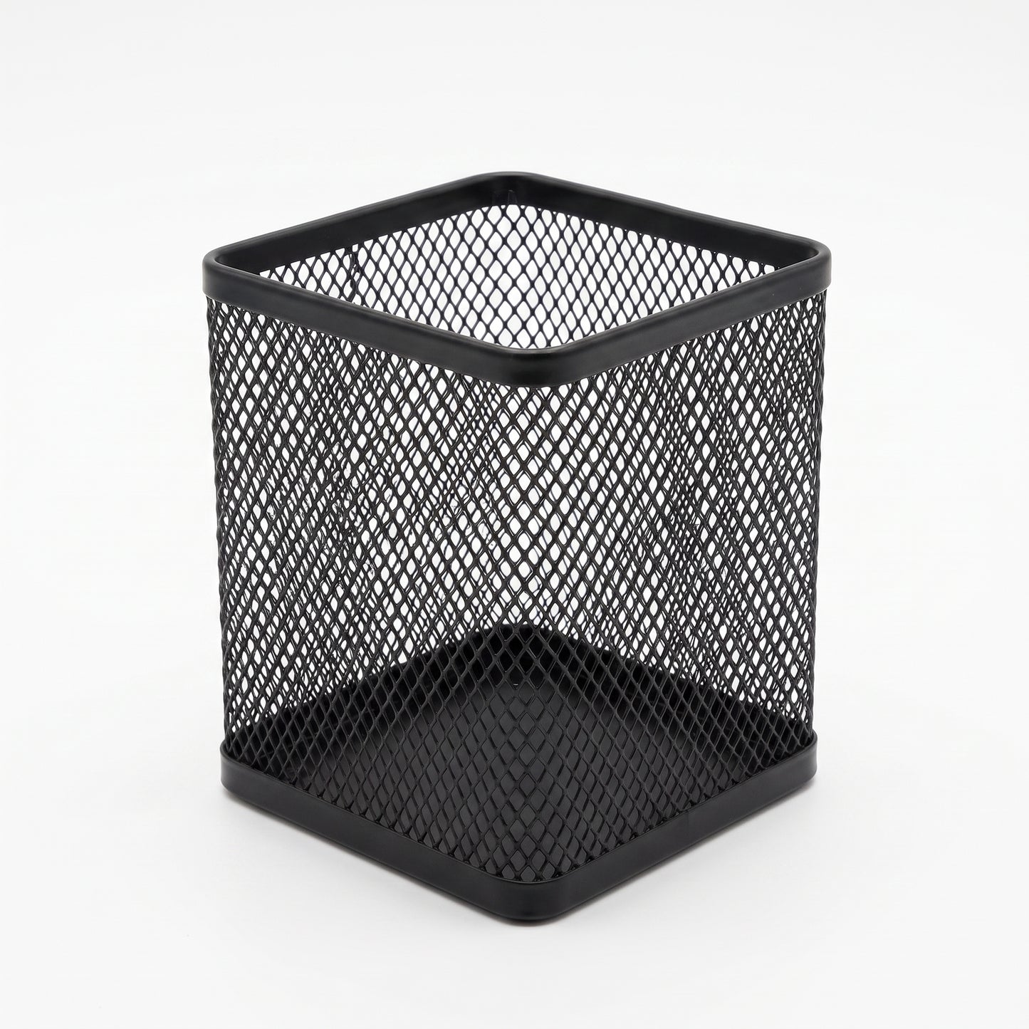 Desk Organiser Organizer Pencil Holder Black Metal Mesh Pen Pot - angle