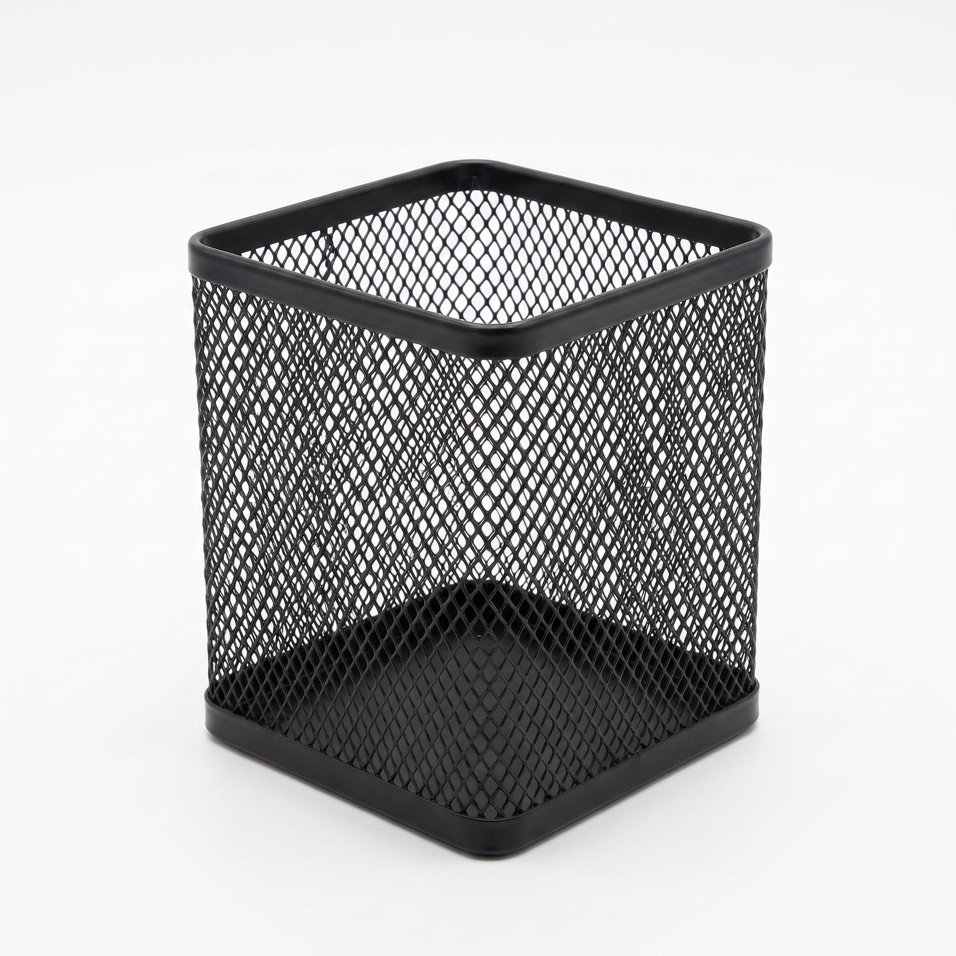 Desk Organiser Organizer Pencil Holder Black Metal Mesh Pen Pot - angle