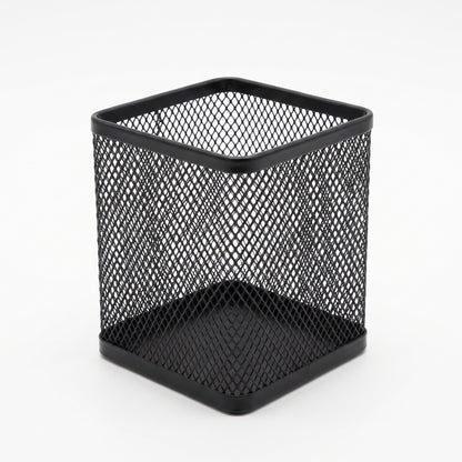 Desk Organiser Organizer Pencil Holder Black Metal Mesh Pen Pot - angle