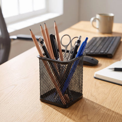 Desk Organiser Organizer Pencil Holder Black Metal Mesh Pen Pot - hero
