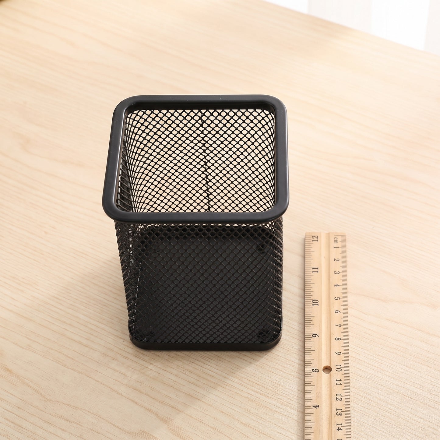 Desk Organiser Organizer Pencil Holder Black Metal Mesh Pen Pot - scale