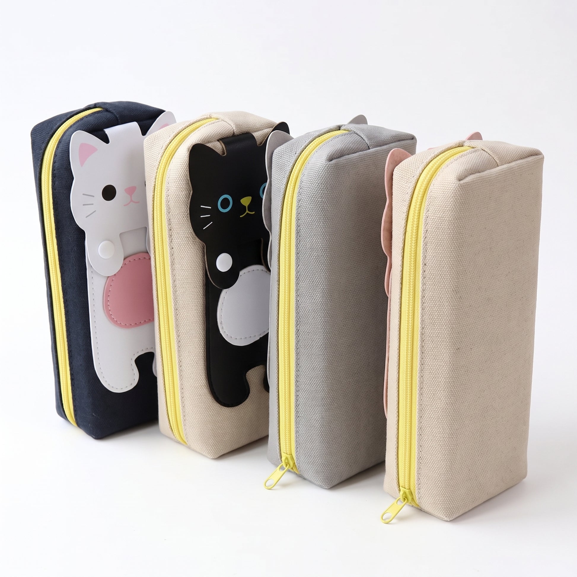 Pencil Case Pouch Cute Cat Canvas Stationery Organizer - angle