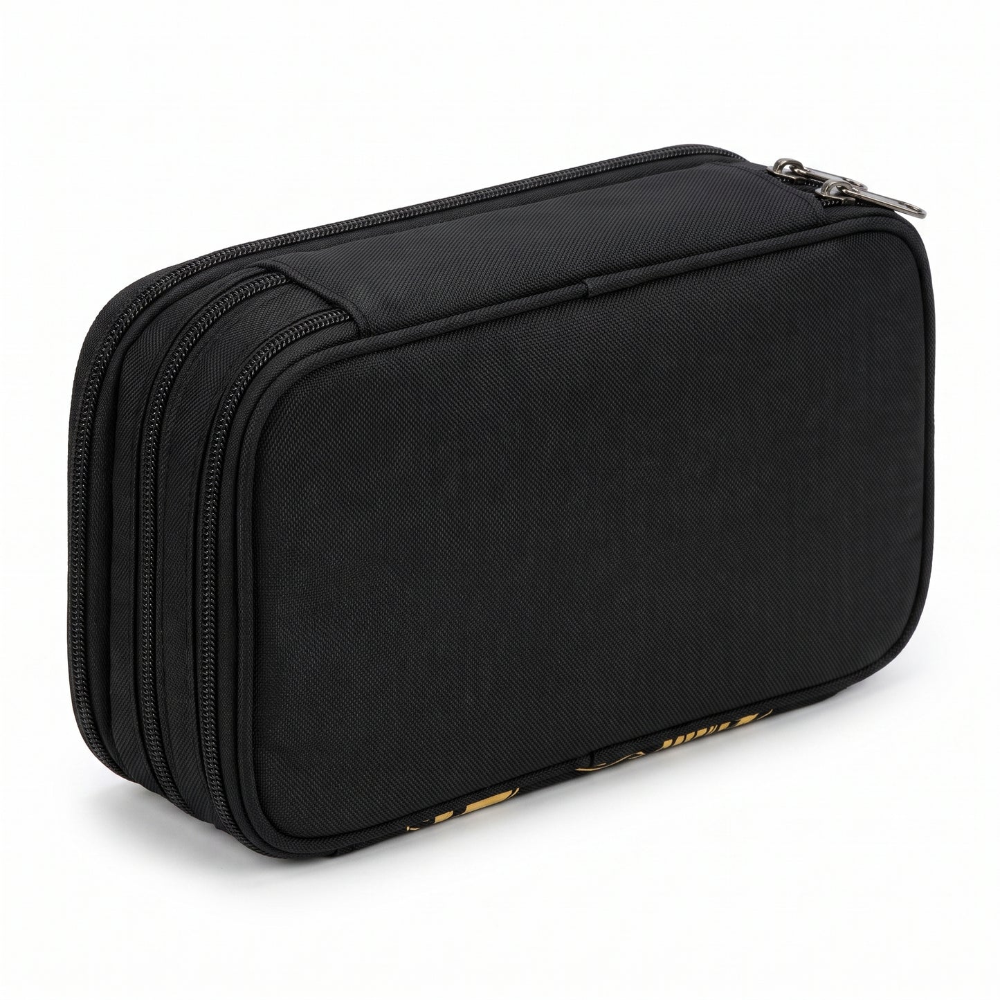 Pencil Case Pouch Black Fabric Large Capacity Organizer Pen Bag - angle