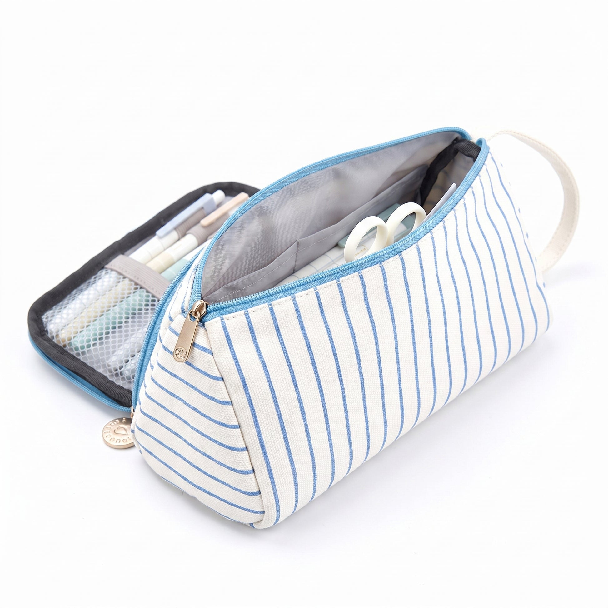 Pencil Case Pouch Fabric Stationery Organizer Large Capacity - angle