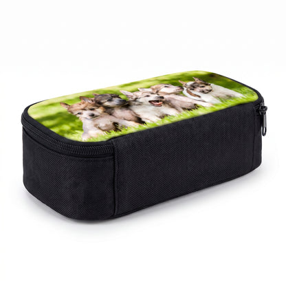 Pencil Case Pouch Black Zippered Stationery Organizer Designs - angle