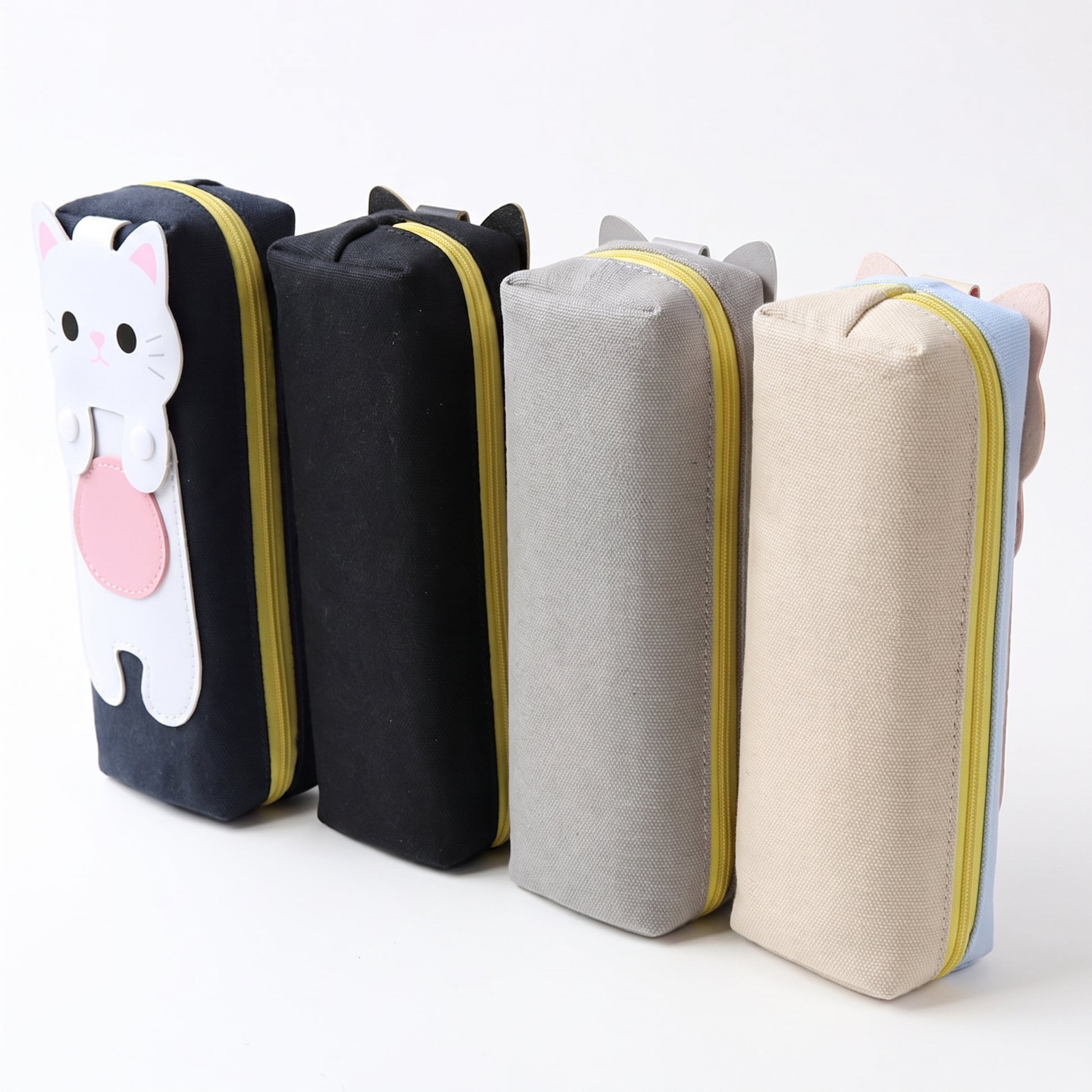 Pencil Case Pouch Cute Cat Canvas Stationery Organizer - angle