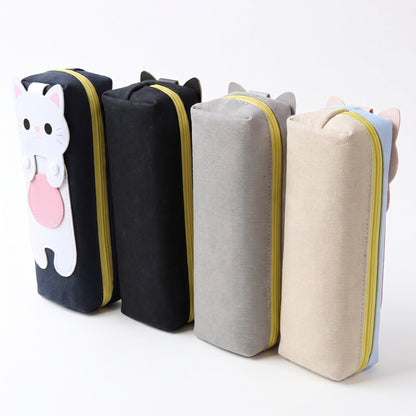 Pencil Case Pouch Cute Cat Canvas Stationery Organizer - angle