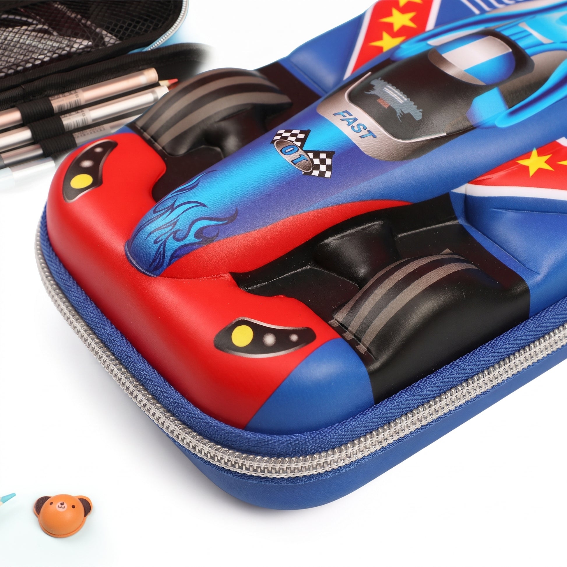 Pencil Case Race Car 3D Molded Large Capacity Stationery Organizer - detail