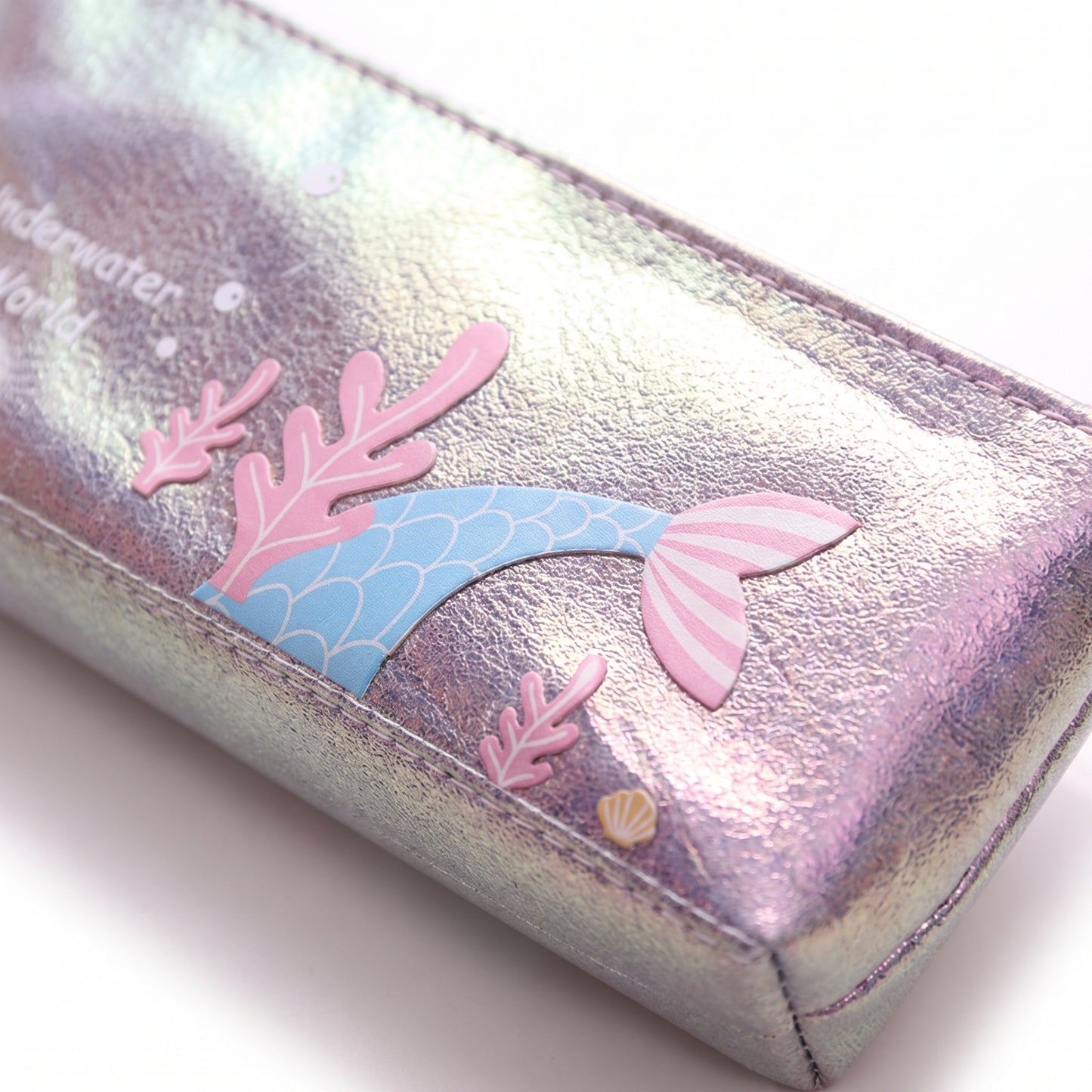 Pencil Case Pouch Iridescent Stationery Organizer Zippered - detail