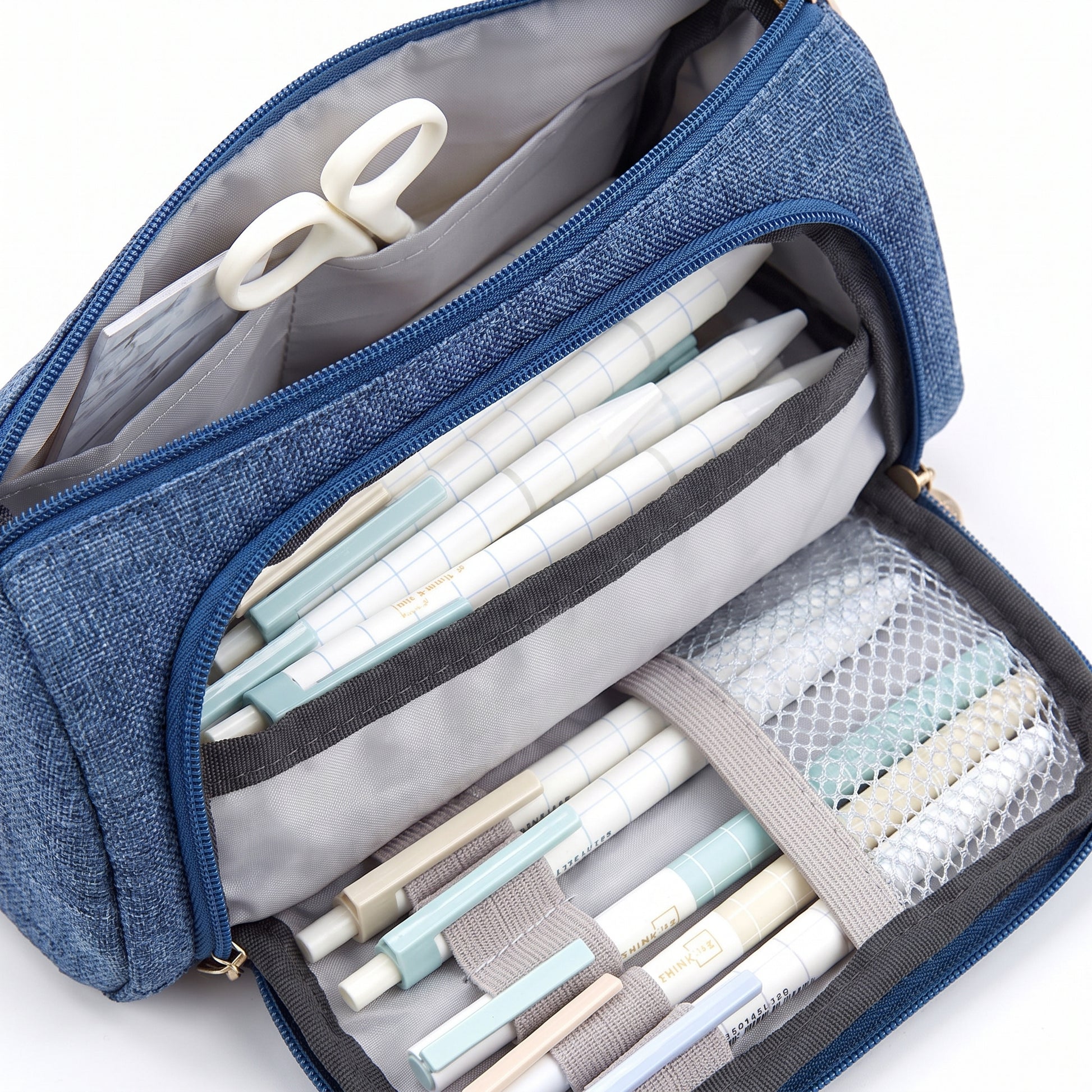 Pencil Case Pouch Fabric Stationery Organizer Large Capacity - detail