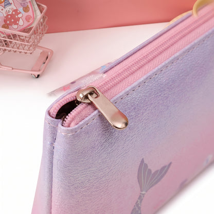 Pencil Case Pouch Iridescent Stationery Organizer Zippered - detail