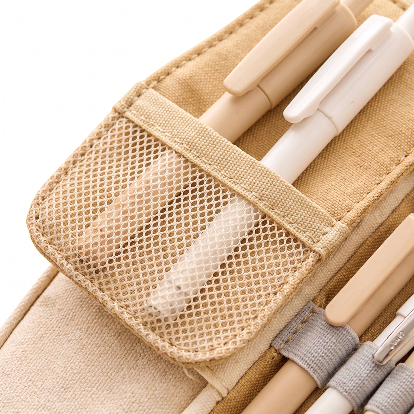 Pencil Case Pouch Multi-Compartment Stationery Organizer Fabric - detail
