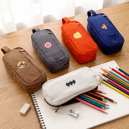 Pencil Case Superhero Pouch Canvas Organizer Zippered Design - hero