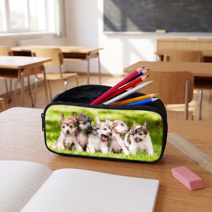 Pencil Case Pouch Black Zippered Stationery Organizer Designs - Image 5