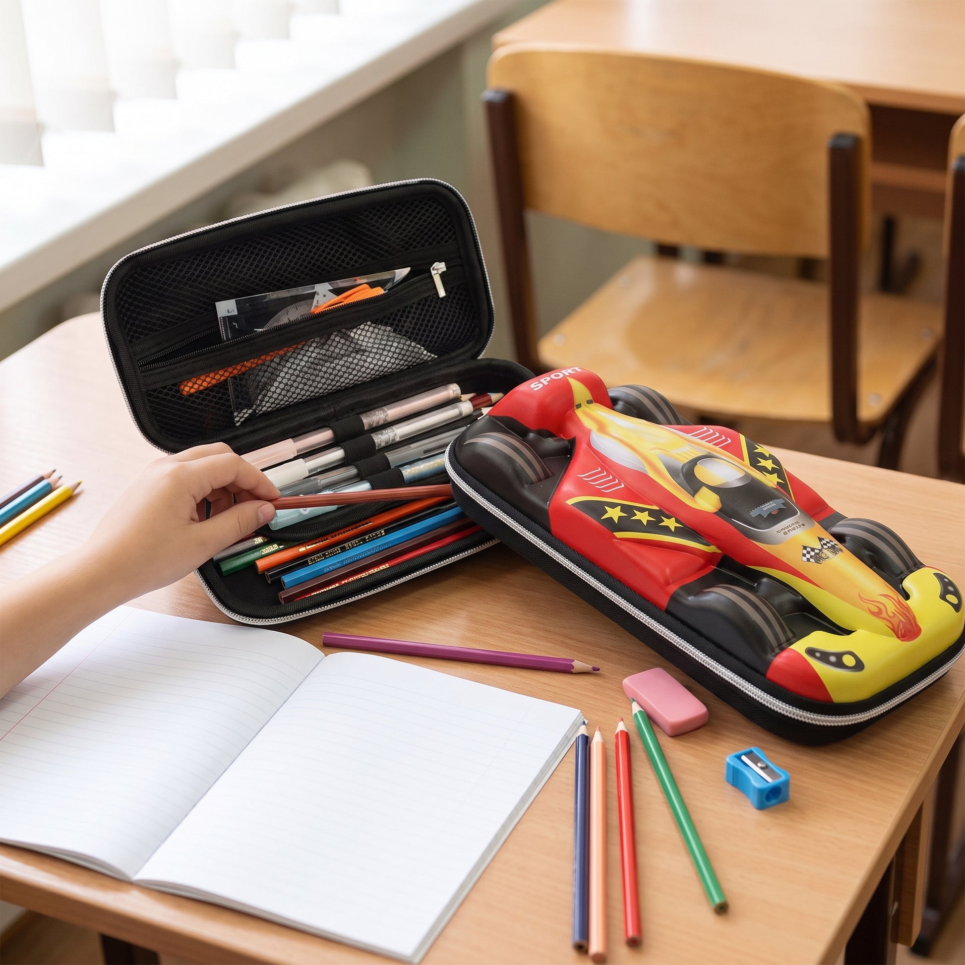 Pencil Case Race Car 3D Molded Large Capacity Stationery Organizer - Image 4