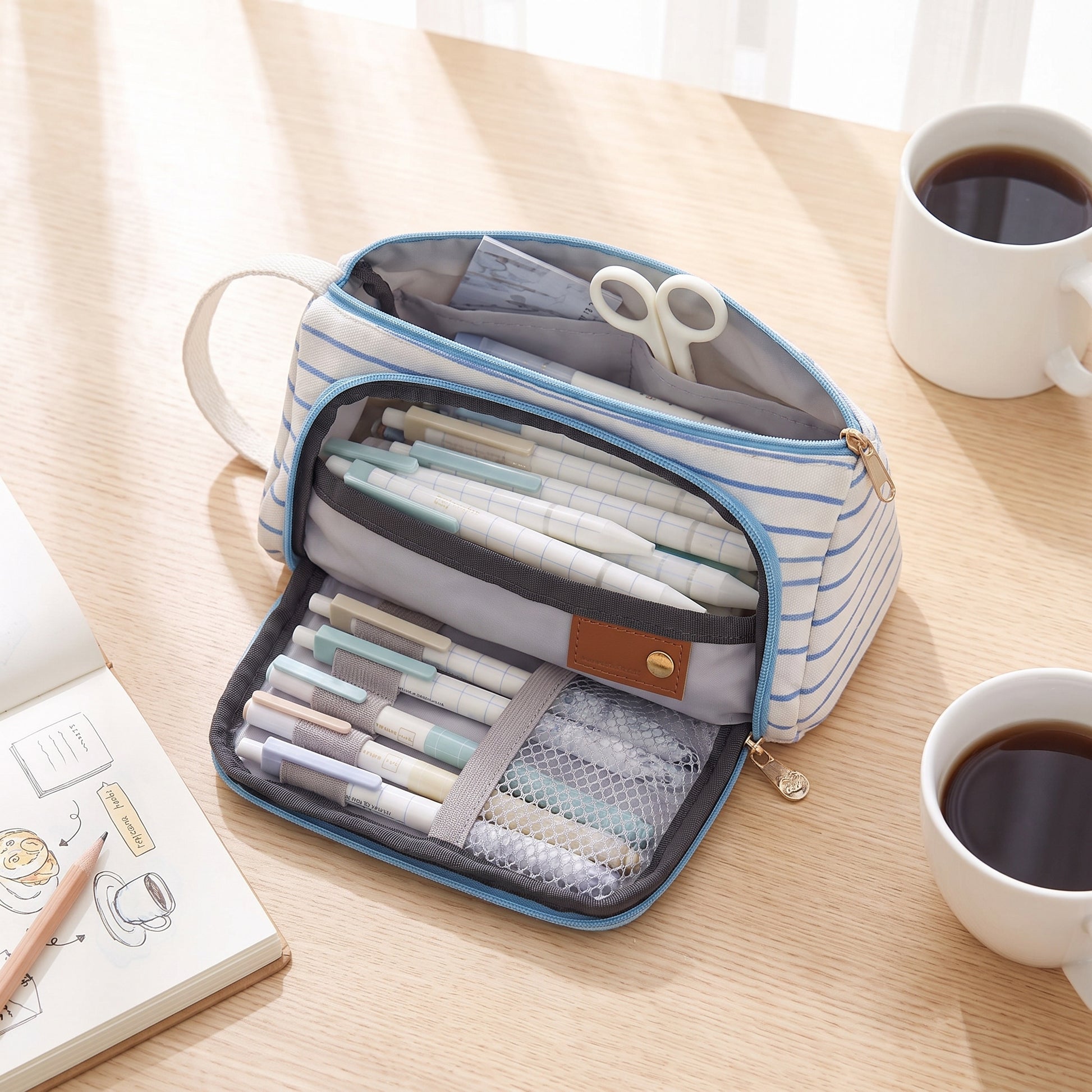 Pencil Case Pouch Fabric Stationery Organizer Large Capacity - Image 10
