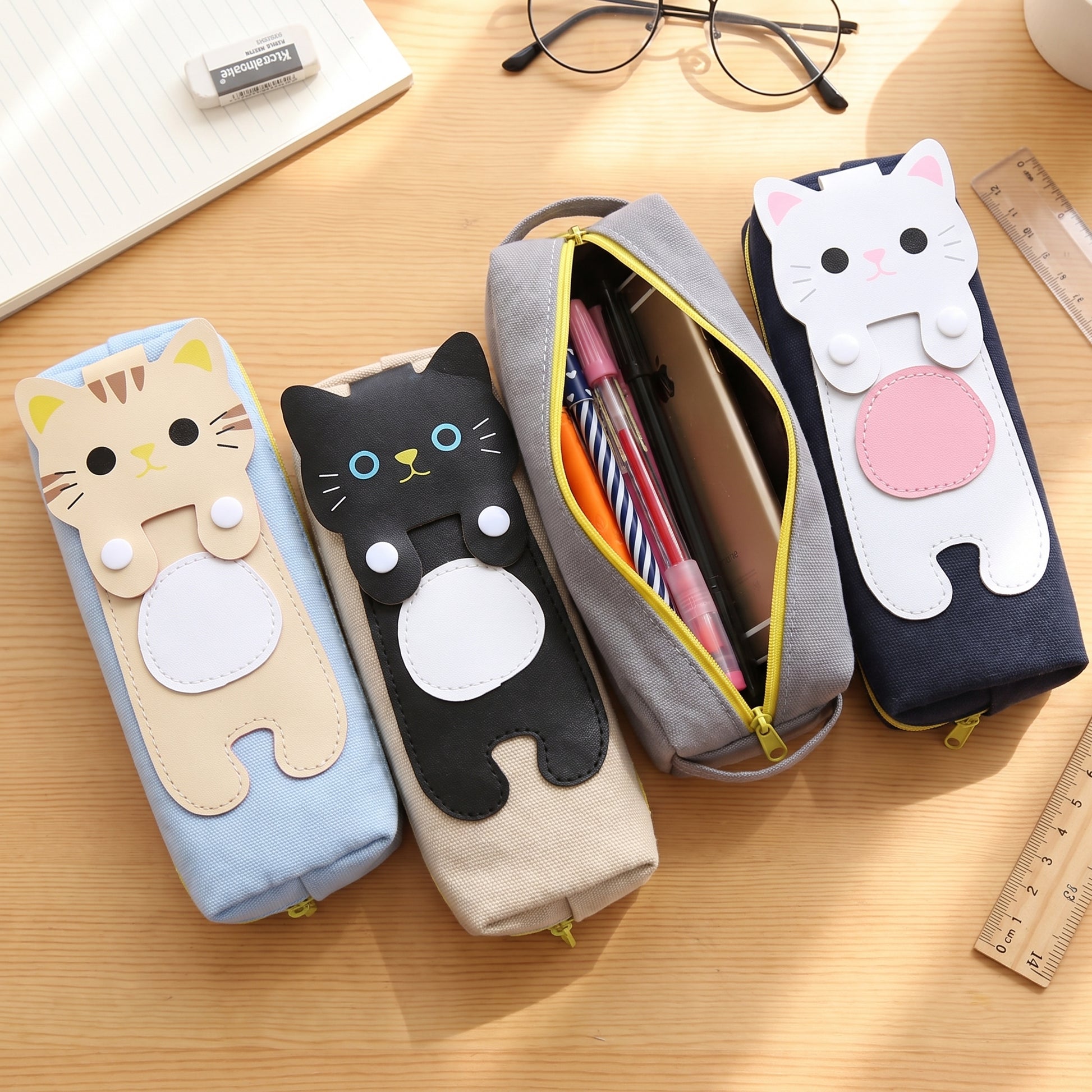 Pencil Case Pouch Cute Cat Canvas Stationery Organizer - hero