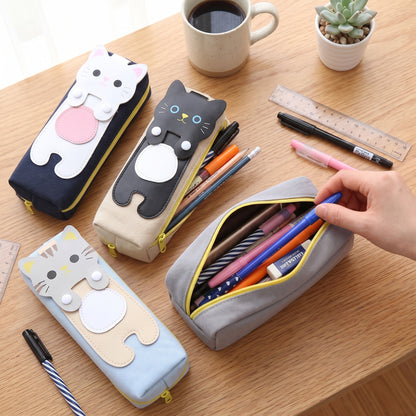 Pencil Case Pouch Cute Cat Canvas Stationery Organizer - Image 4